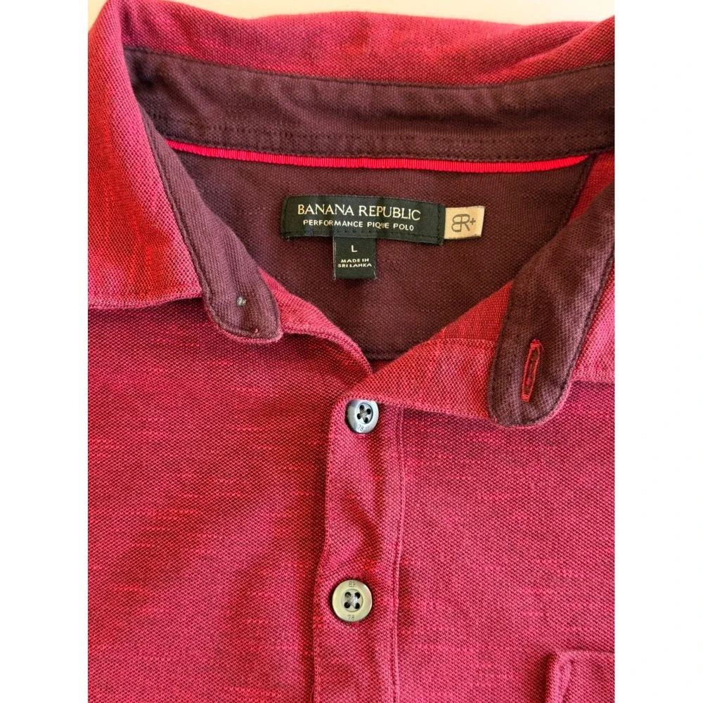 Banana Republic Performance Pique Polo‎ Mens Large Red Short Sleeve